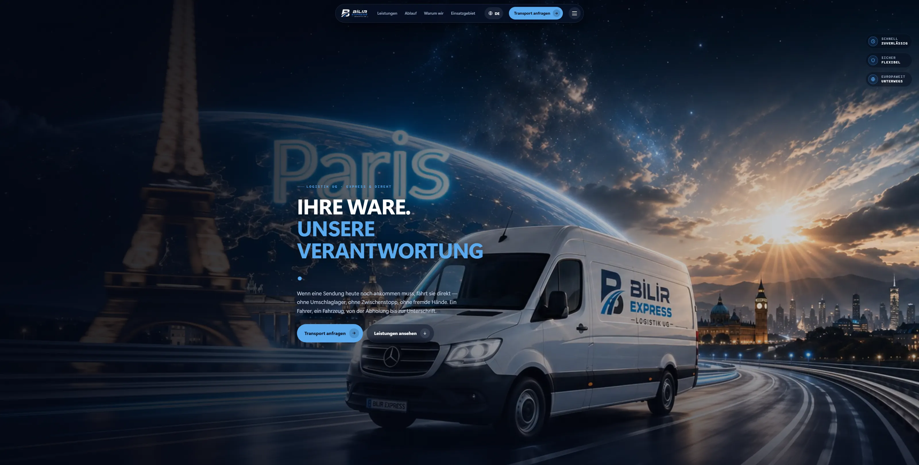 Startseite von Bilir Express Logistik